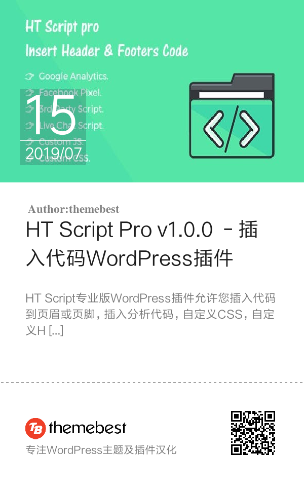 HT Script Pro v1.0.0  - 插入代码WordPress插件